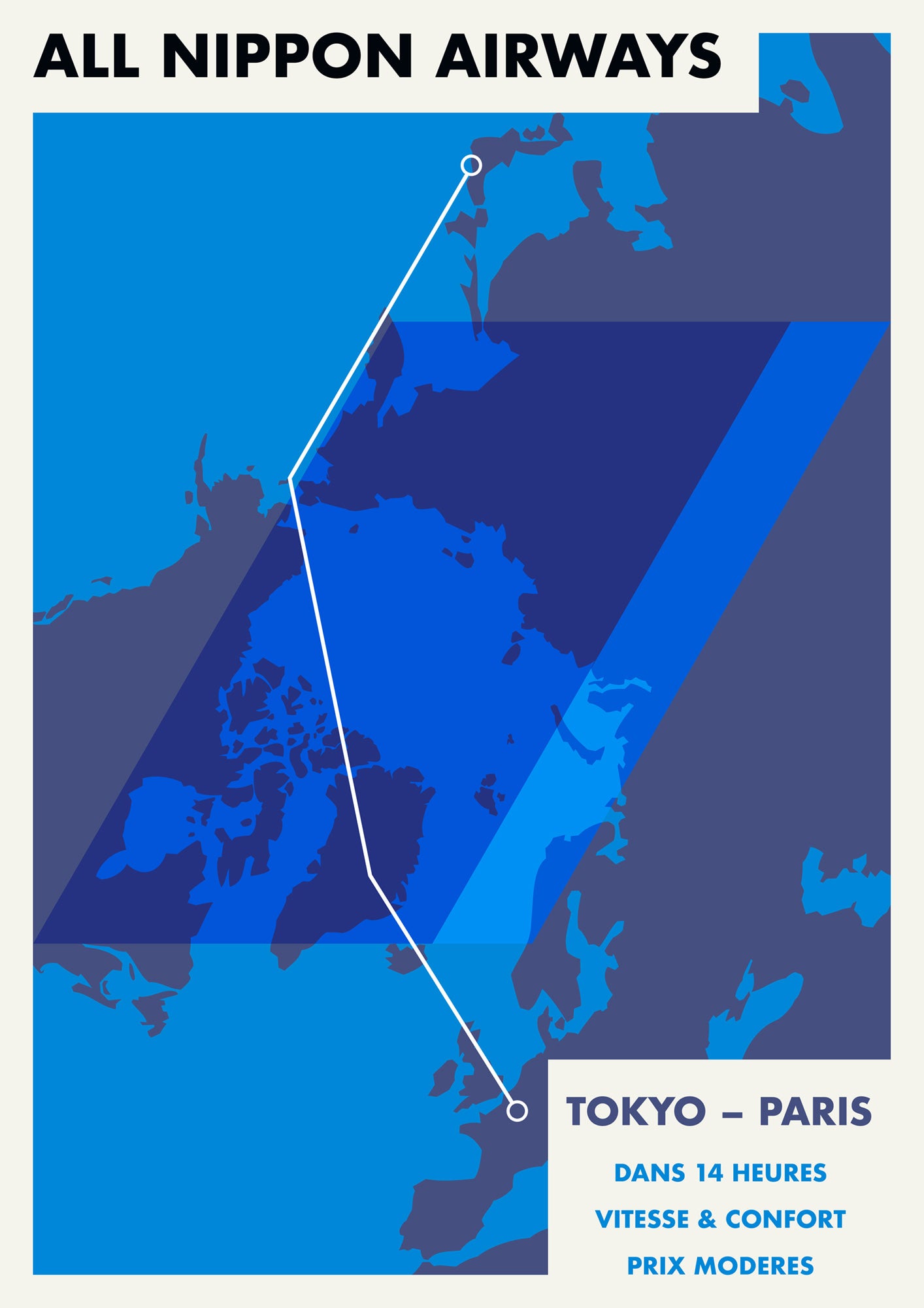 All Nippon Airways: Tokyo to Paris Print